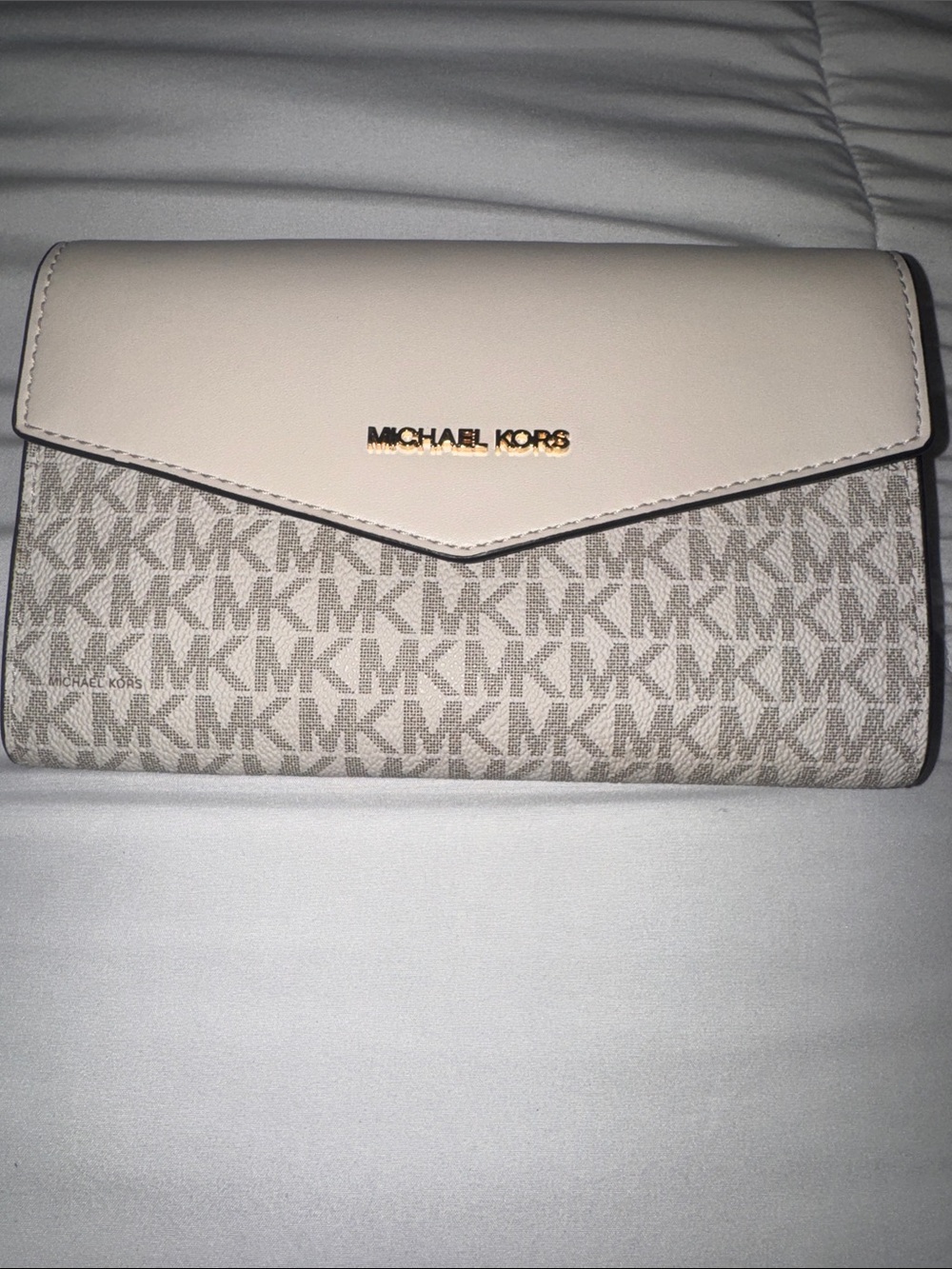Michael Kors Cream & Beige Logo Envelope Wallet